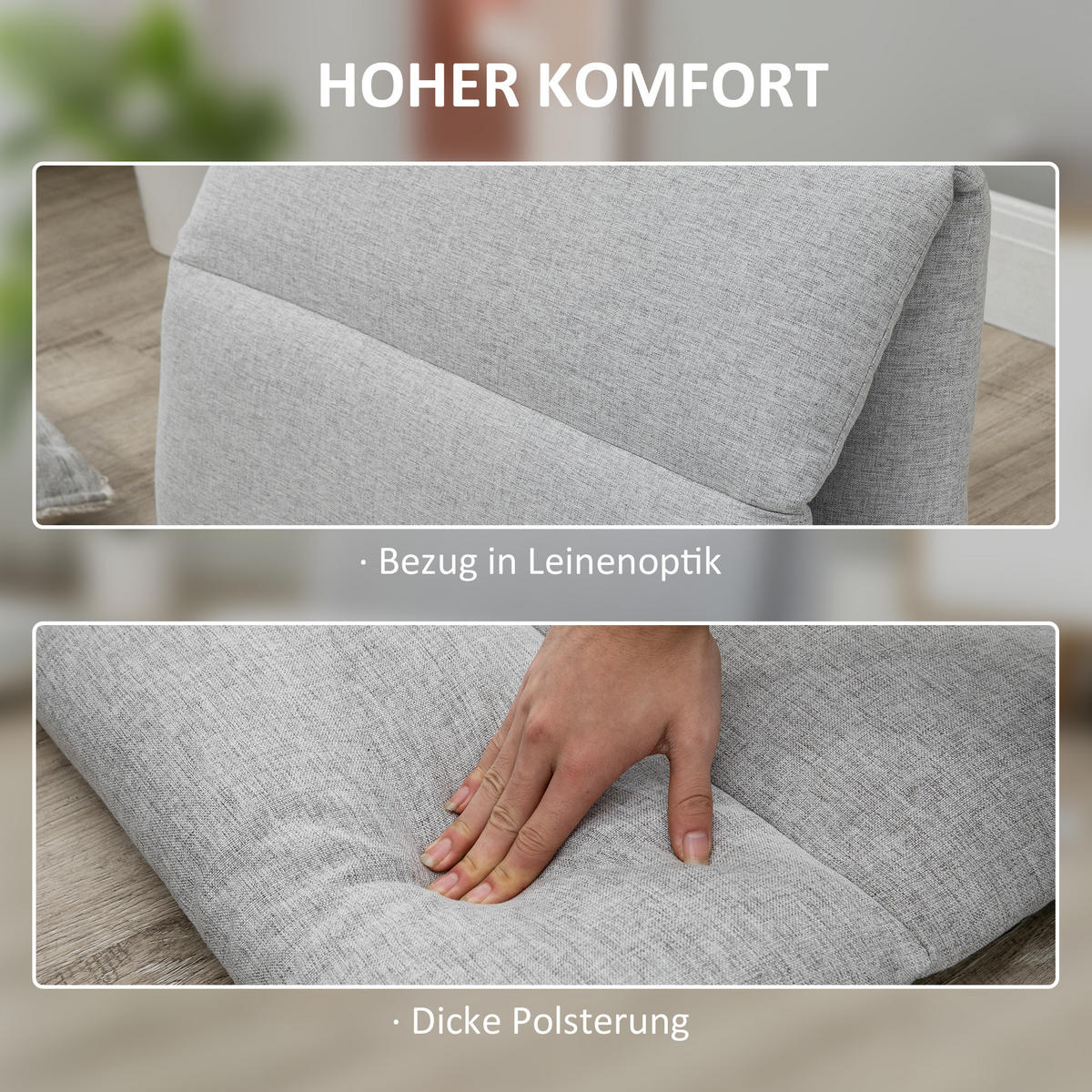 BODENSTUHL, Stahl, Schaumstoff, Grau - Grau, Metall (71/60/72cm) - HOMCOM
