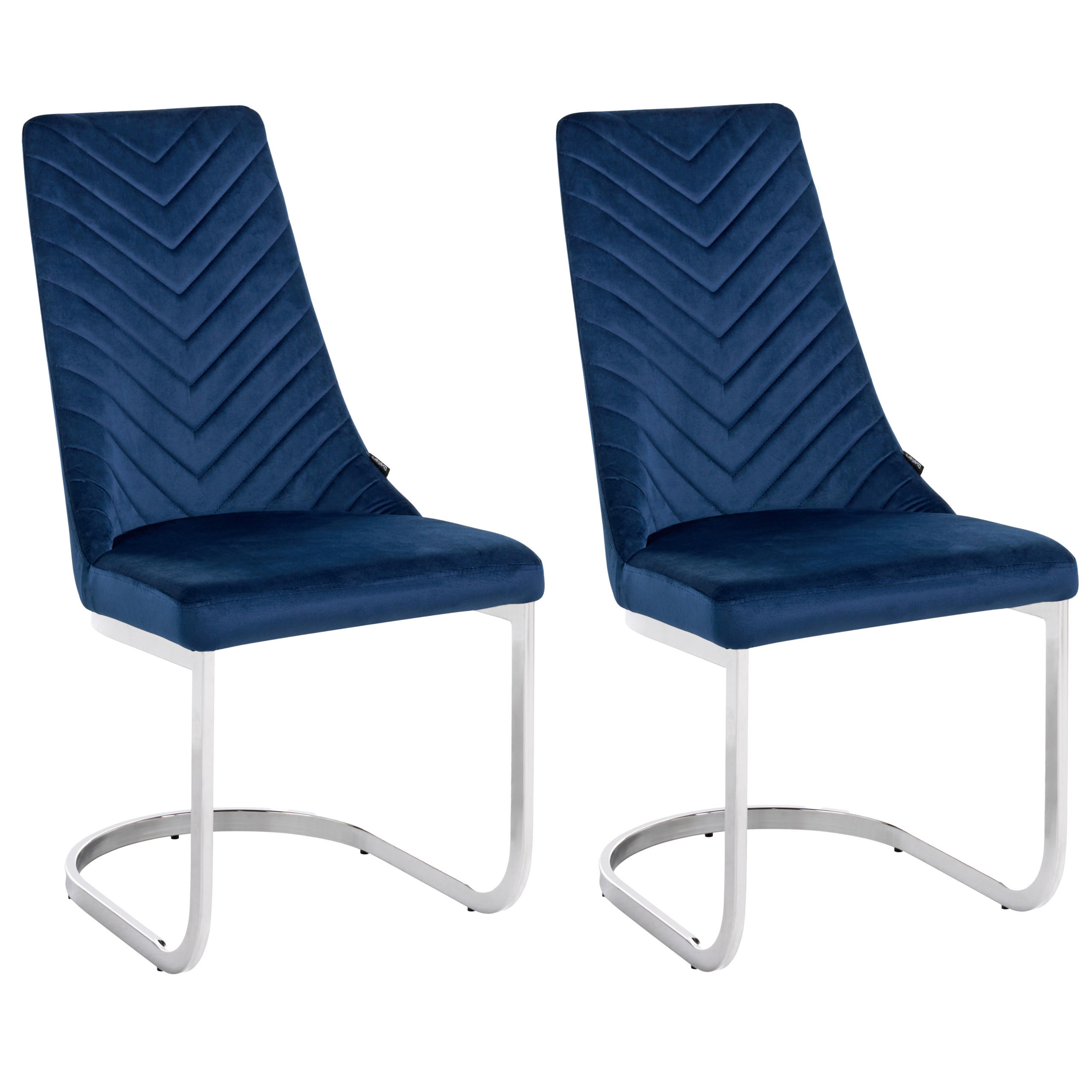 STUHL 2er-Set Samtstoff kobaltblau Altoona - Silberfarben/Dunkelblau, Textil (46/96/61cm) - Beliani