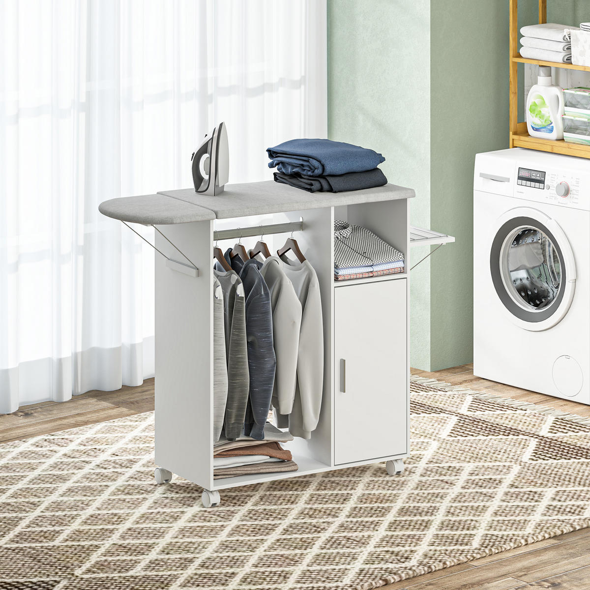 BÜGELBRETTSCHRANK Weiß 1 Stück - Weiß, Holzwerkstoff (42.5/99/127cm) - GiPP