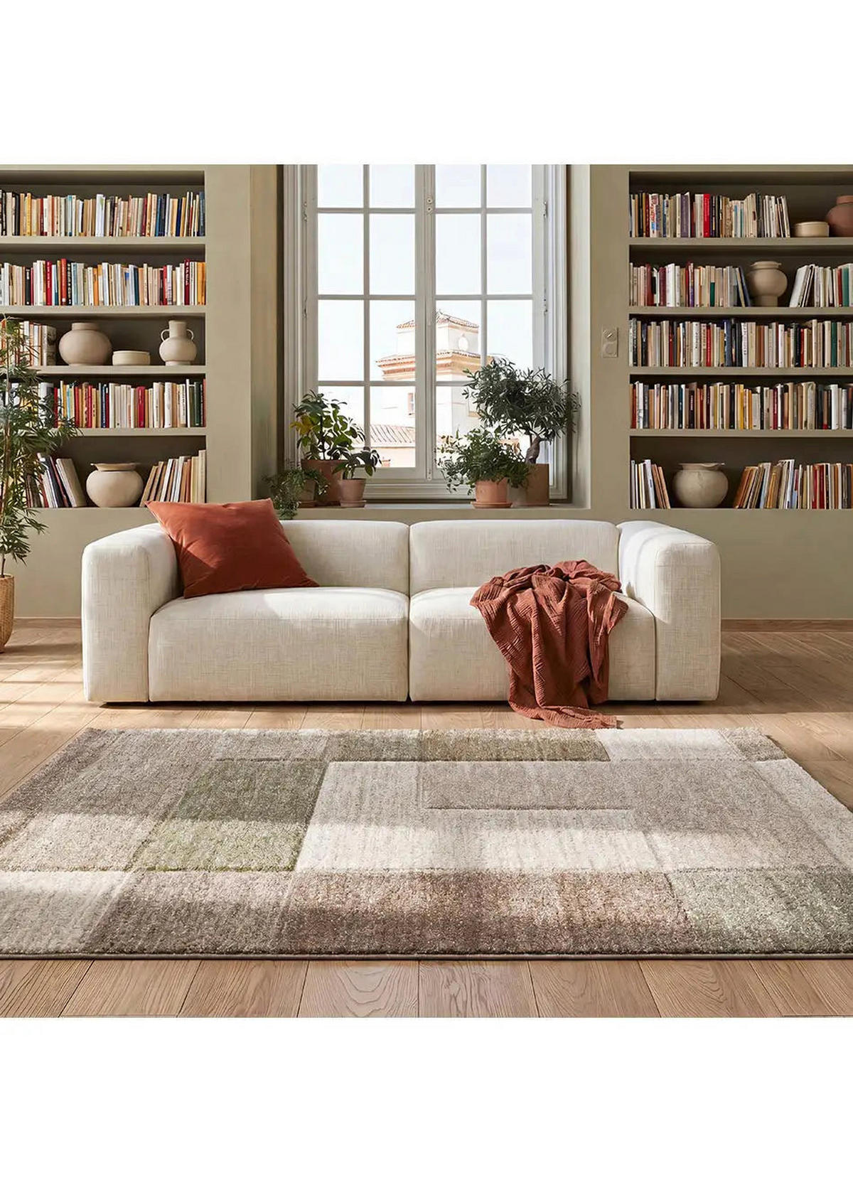 HOCHFLORTEPPICH Beige / Grün Teva 80/120 cm - Grün, Textil (80/120cm) - Atticgo