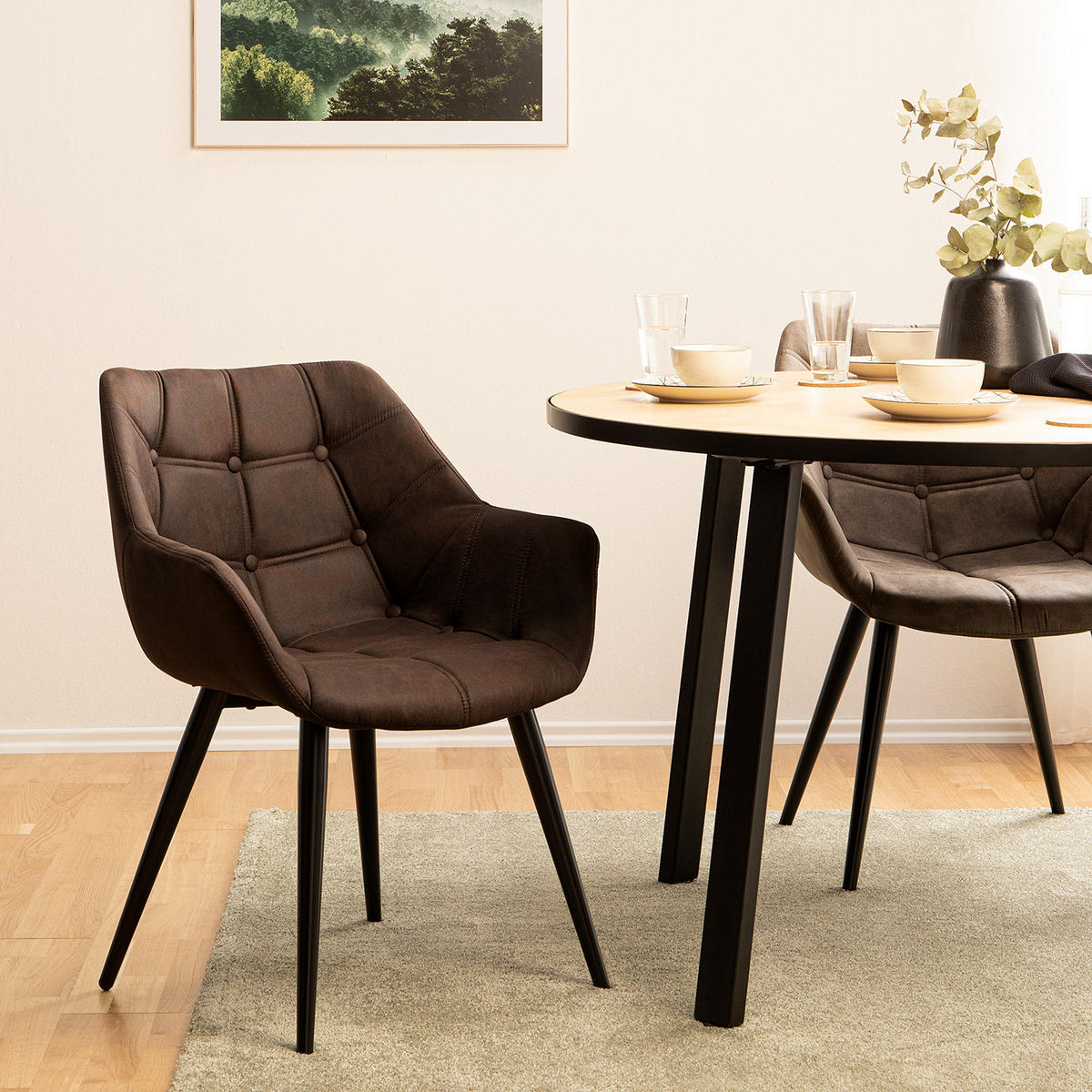 ARMLEHNENSTUHL - Metall / Textil - Braun, Textil/Metall (60/81/64cm) - home24