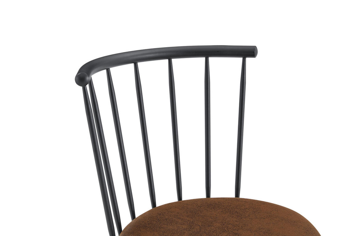 BARHOCKER 2er-Set Braun im Windsor-Stil mit PU-Leder und Rückenlehne - Braun, Leder (39/96/39cm) - PANGIVO