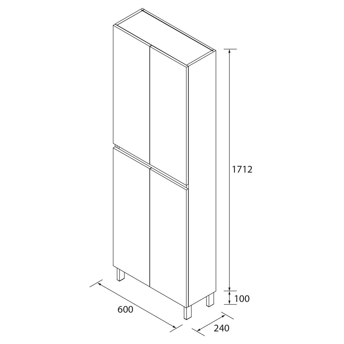 HOCHSCHRANK INFINITY 4 Türen Eiche Afrika 600 x 1810 x 240 mm - Honigeiche/Alufarben, Holz (30/181/24cm) - Salgar