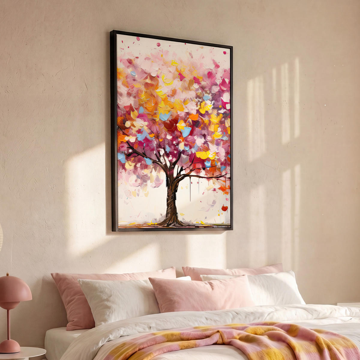 LEINWAND Bilder mit Rahmen - Aquarell - Baum - Kunst - Abstrakt - 80x120 - Multicolor, Textil (80/120cm) - MuchoWow