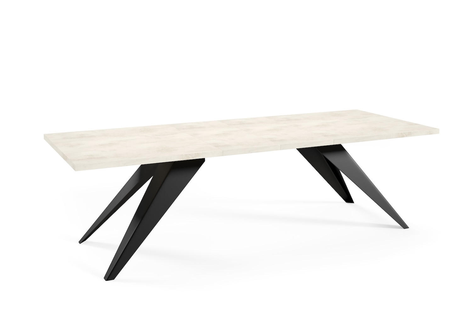 ESSTISCH Vento Chromix Weiß / Schwarz 160/260 / 90 / 76cm - Ecru/Schwarz, Holz/Holzwerkstoff (160/90/76cm) - Feldmann-Wohnen