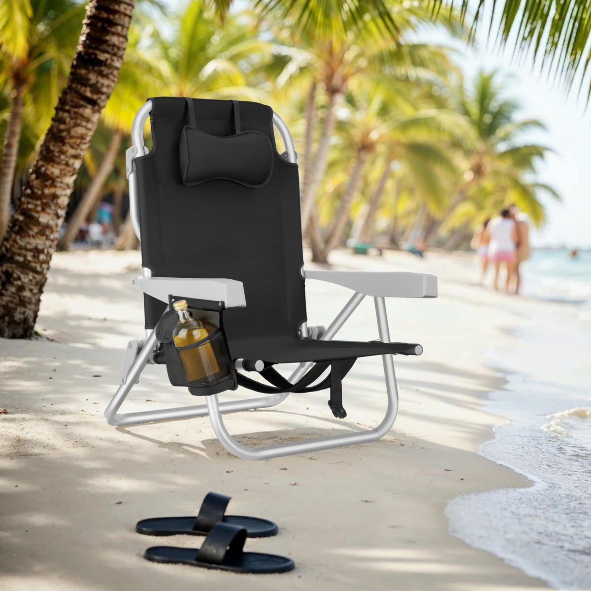 STRANDSTUHL Coral, rückseitige Kühltasche und Aufbewahrungstasche, schwarz - Schwarz, Kunststoff (63/78/101cm) - tectake