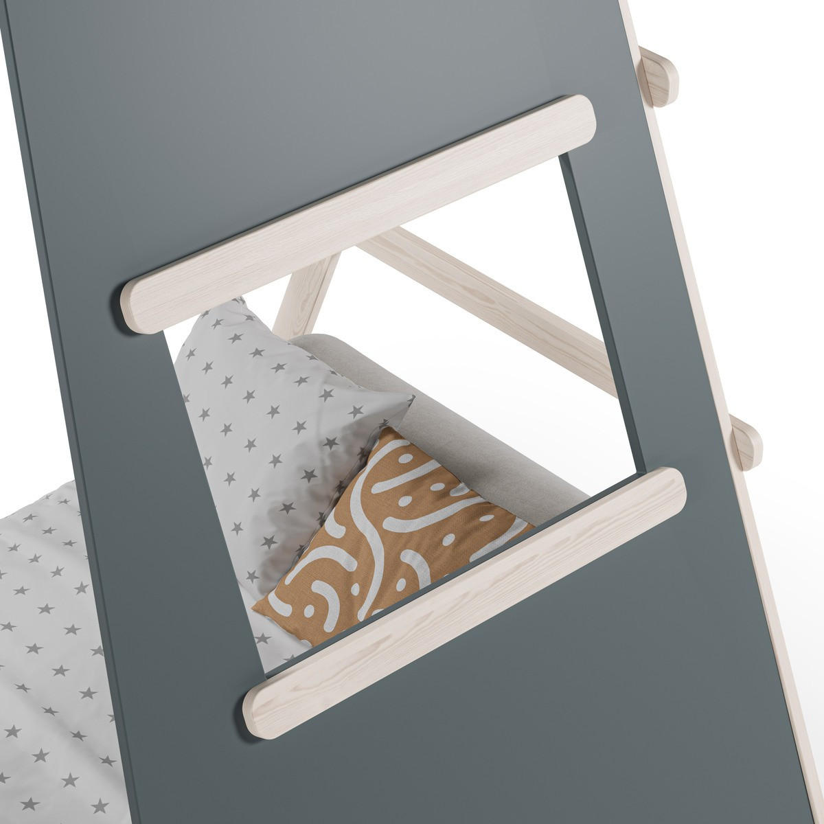 TIPIBETT 90x200 cm mit integriertem Fenster 104.6/219,4/159,3 cm - Grün, Holzwerkstoff (90/200cm) - Calicosy