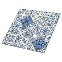 FLIESENAUFKLEBER 9 Stück 30x30 cm selbstklebend Portugiesisches Muster - Blau, Textil (30/1.6/30cm) - TULUP