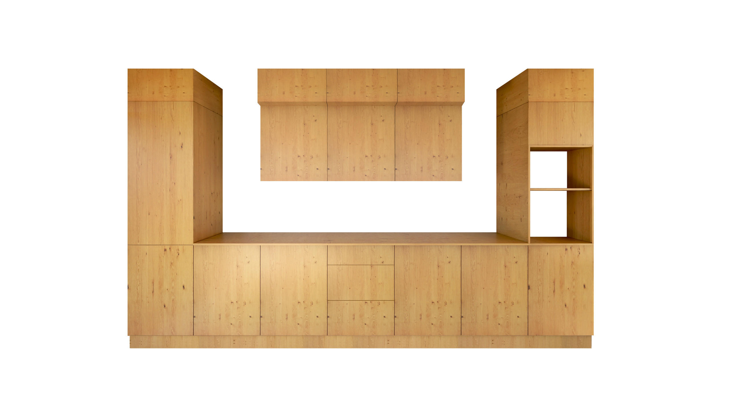 KÜCHENZEILE 420 cm - Nexa KÜ-LN-004 - in Woodline / Matt - Eiche Artisan, Holz (420/212/58cm) - ROYAL24_MARKT