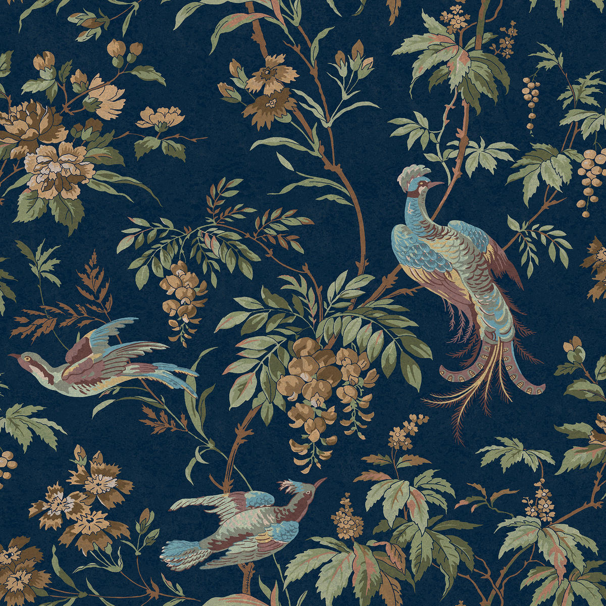 VLIESTAPETE Attleton Blume 1000x52cm - Blau, Papier/Kunststoff (52/1000cm) - LAURA ASHLEY