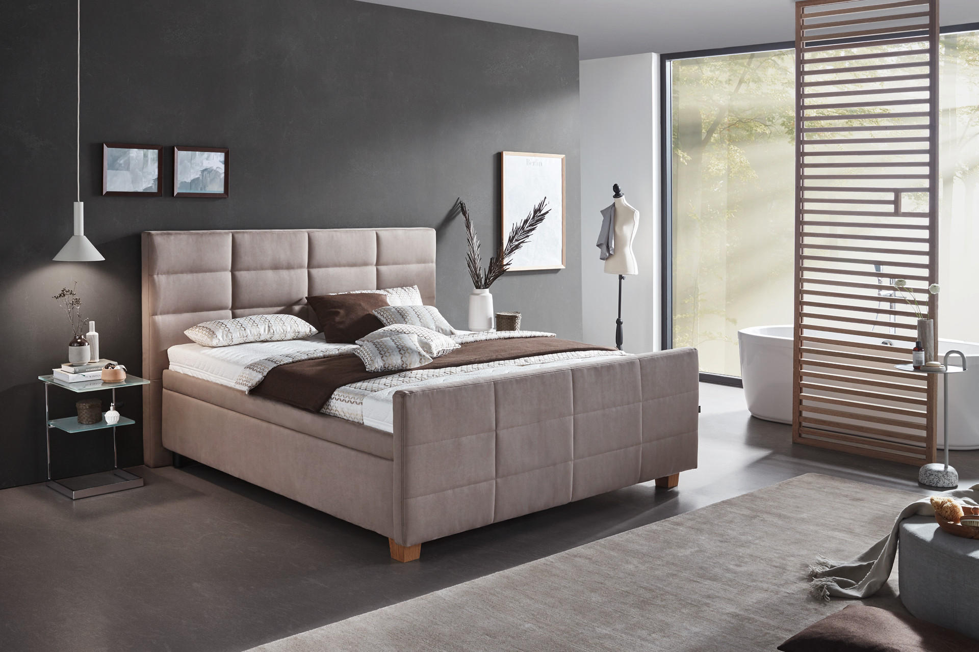 Boxspringbett in schwarz weiß