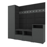GARDEROBE NELA X 200 cm (Modulare Flurmöbel Graphit mit Sitzpolster Schwarz 16 Schrank + Sideboard) - Silberfarben/Schwarz, Holz/Holzwerkstoff (200/187/40cm) - Ravio