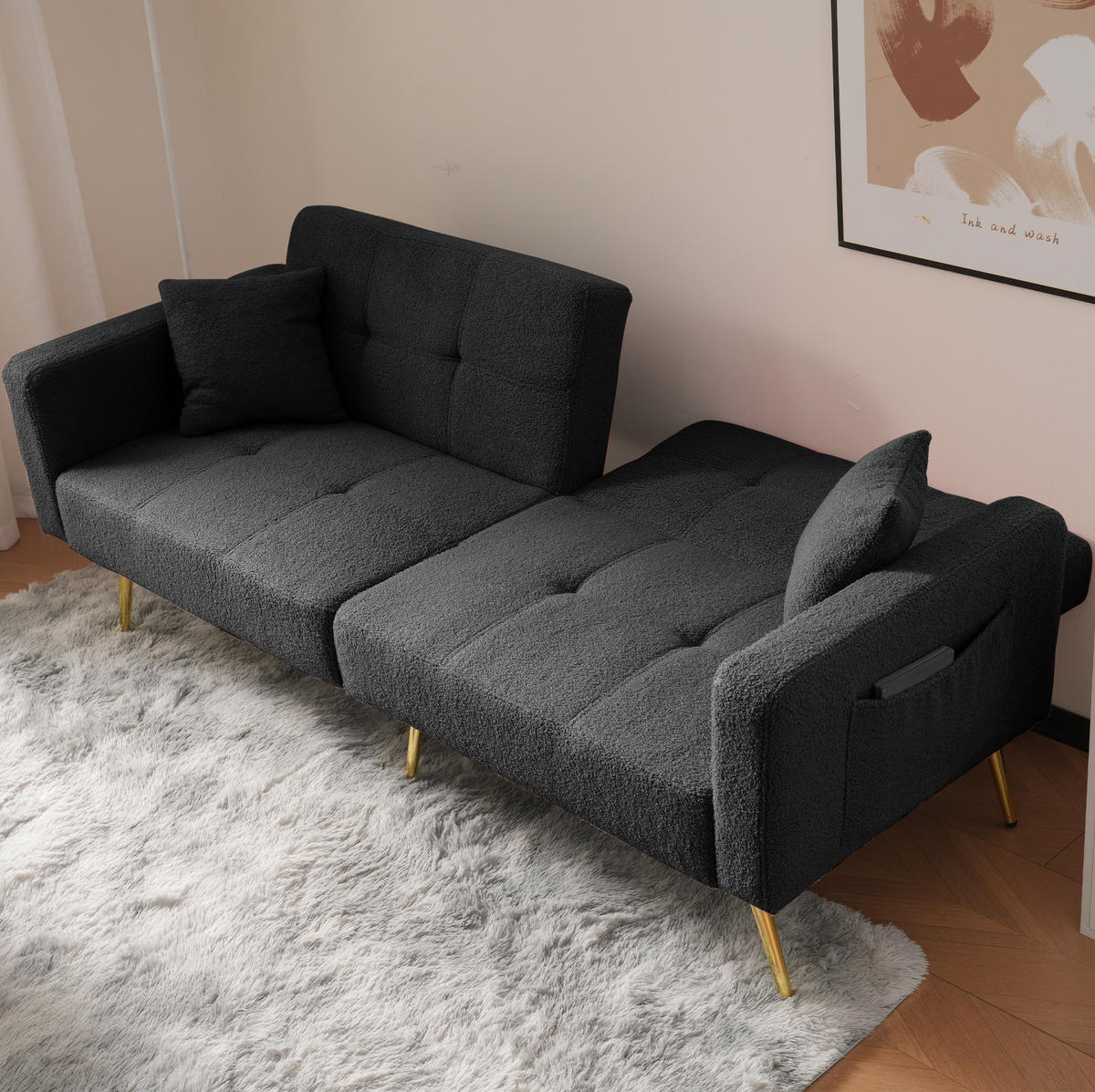 SCHLAFSOFA mit Bettfunktion verstellbar 175 x 64 x 72 cm Antique Gray - Grau, Kunststoff (175/72/64cm) - Meubliv