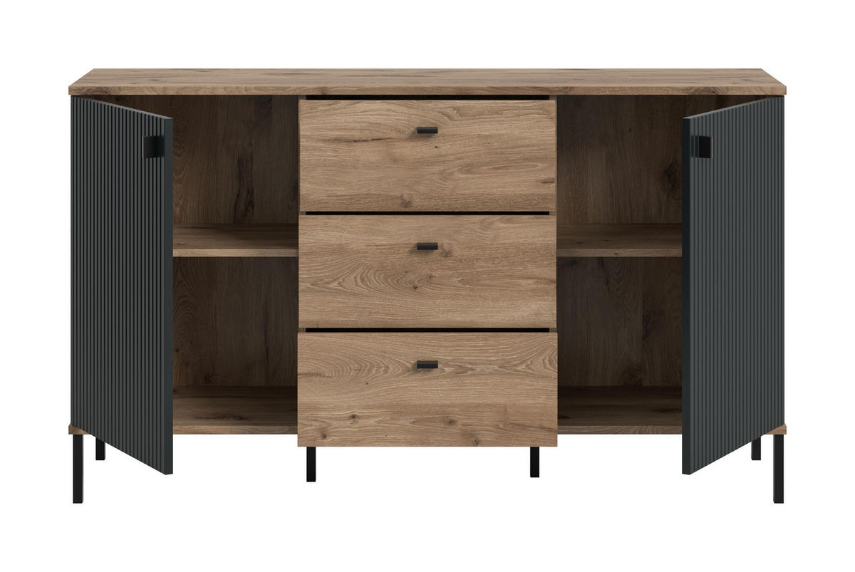 SIDEBOARD Chess schwarz 154/41/89 cm - Braun, Holzwerkstoff (154/89/41cm) - Xonox