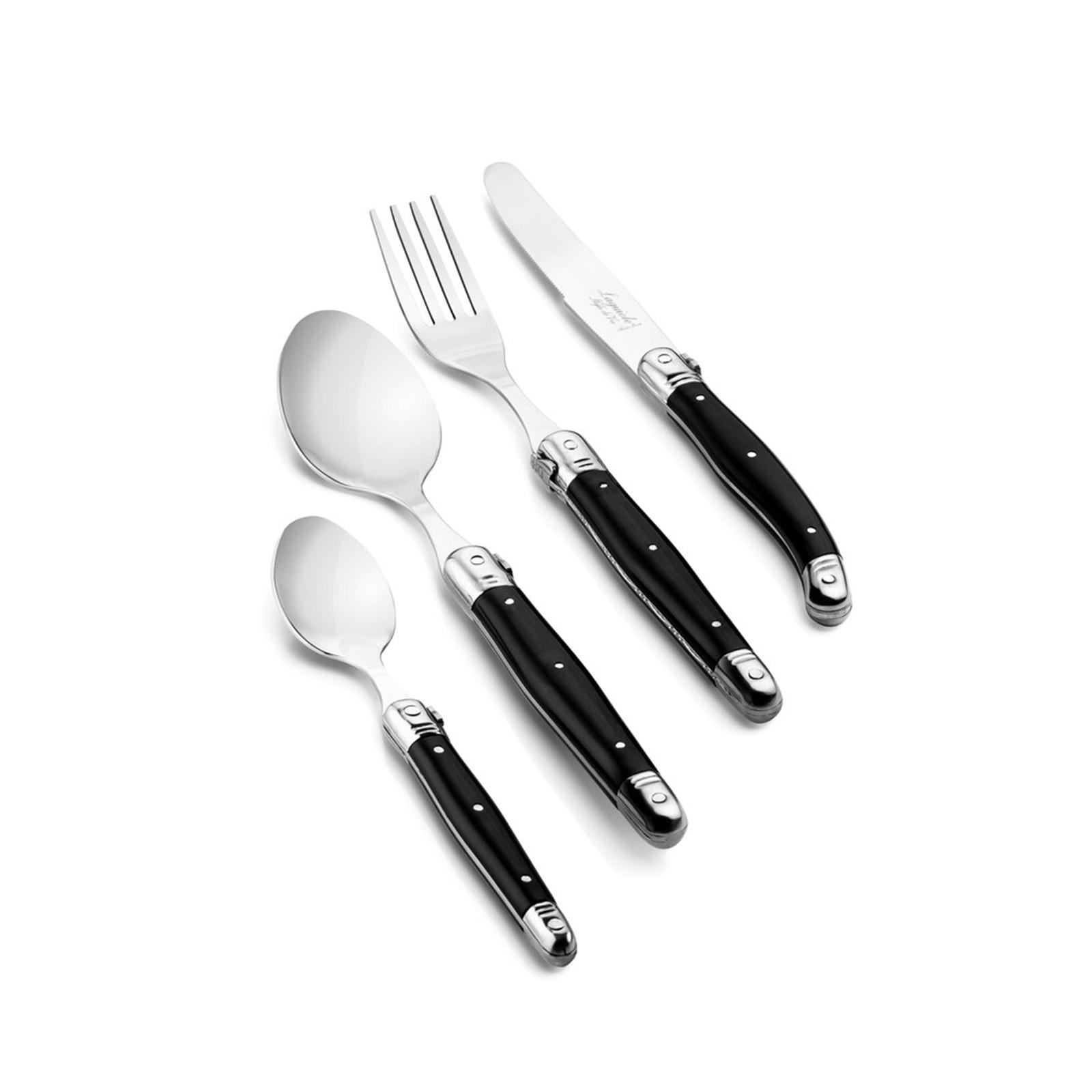 BESTECK-SET Premium Line 24-tlg. aus Edelstahl, mit Besteckkasten aus Holz schwarz - Schwarz, Kunststoff - Laguiole Style de Vie
