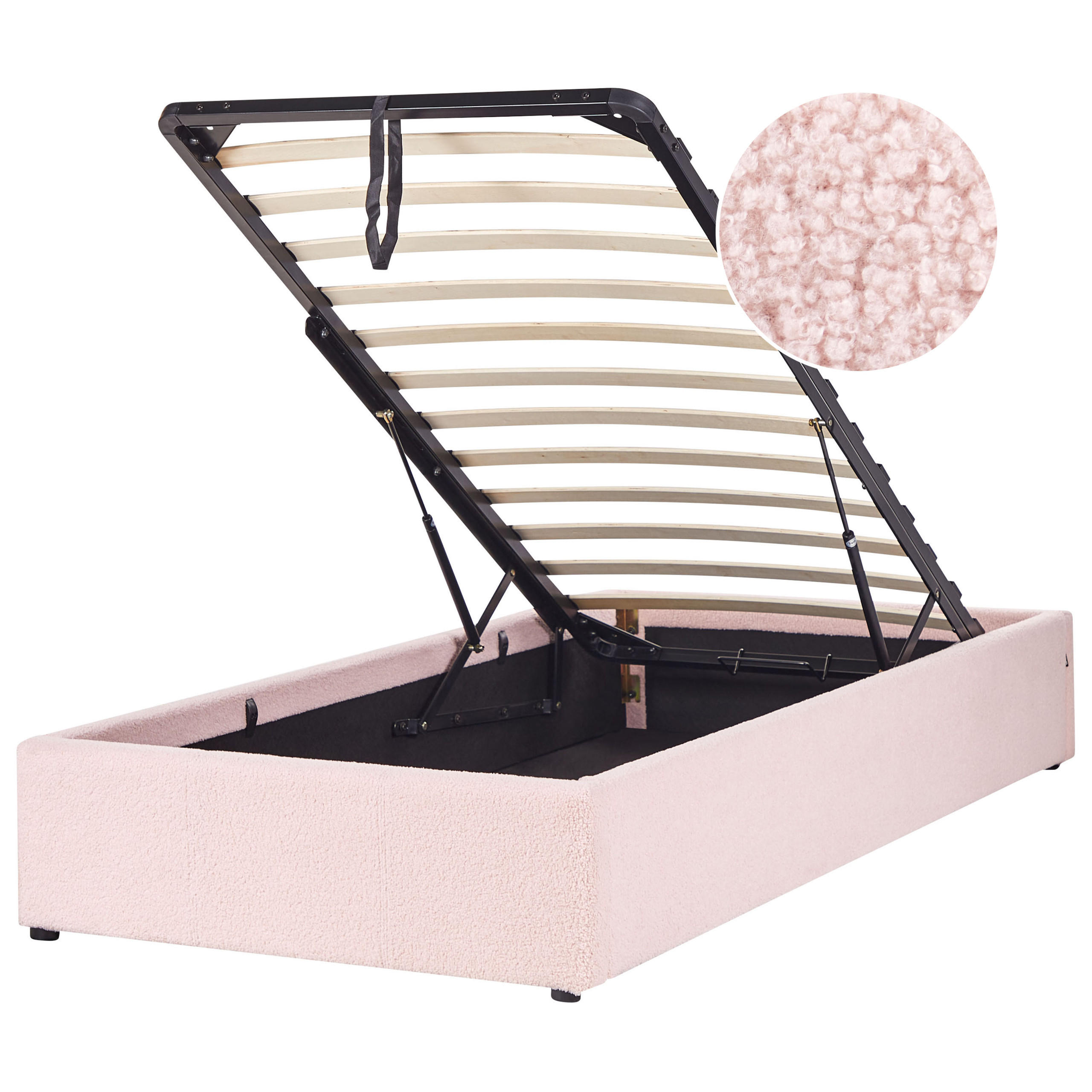 POLSTERBETT Rosa 90/200 cm Dinan - Pink, Holz/Textil (90/200cm) - Beliani