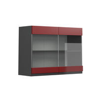 KÜCHENGLASSCHRANK R-Line Rot 80 cm J-Shape - Anthrazit/Rot, Holzwerkstoff (80/60/31cm) - Vicco