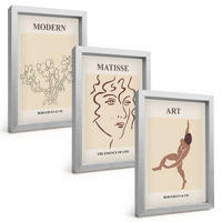 BILDER SET 3er Set - 20x30 cm Silberner Rahmen - Stilvolle Grafiken, Blumen, Figuren - Silberfarben, Kunststoff (20/30cm) - TULUP