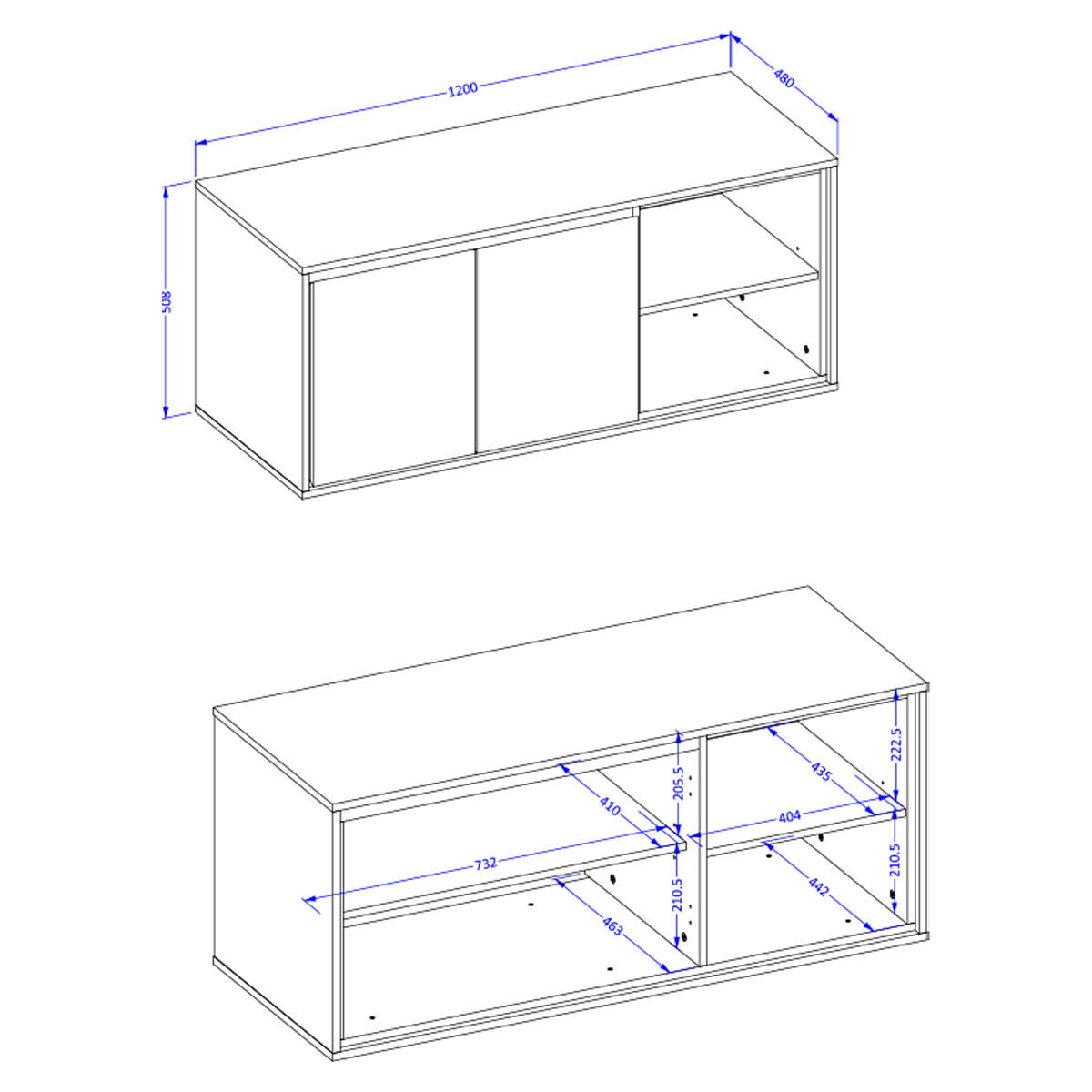 WASCHTISCHUNTERSCHRANK 120cm Sophéa Weiß - Weiß, Holzwerkstoff (120/50.8/48cm)