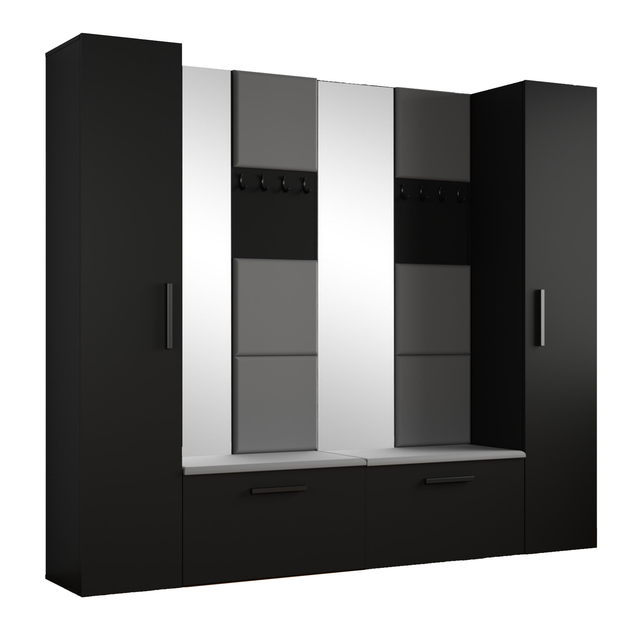 GARDEROBENSCHRANK MODULO 241,2/204/40 cm Modern Garderobe-Set Schwarz - Schwarz/Grau, Holzwerkstoff (241.2/204/40cm) - MASSENO