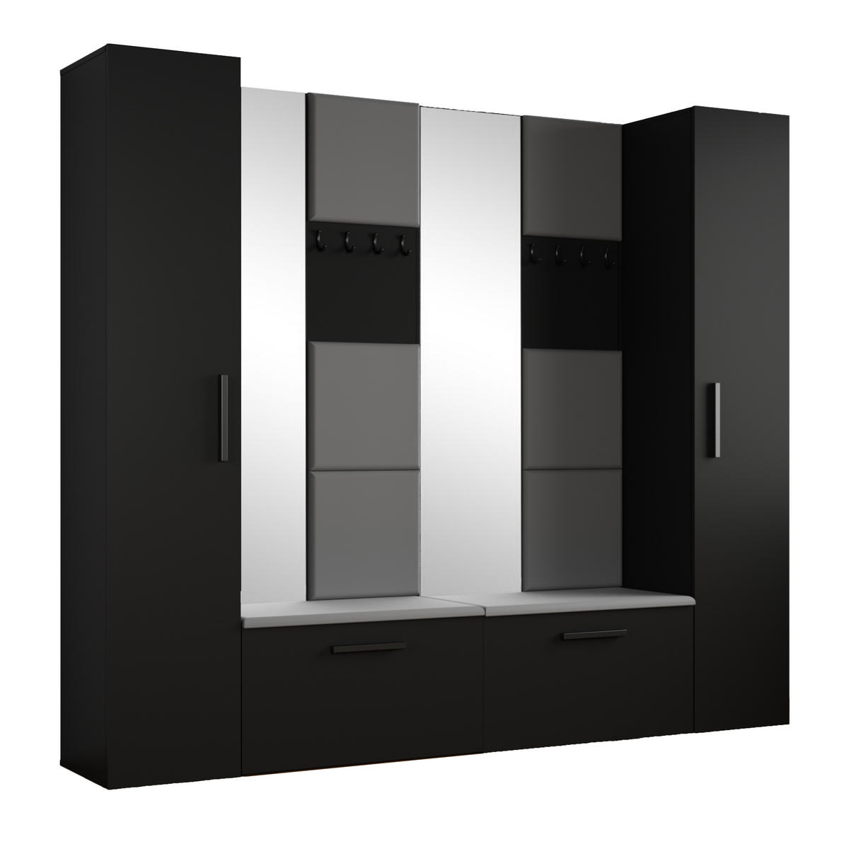 GARDEROBENSCHRANK MODULO 241,2/204/40 cm Modern Garderobe-Set Schwarz - Schwarz/Grau, Holzwerkstoff (241.2/204/40cm) - MASSENO