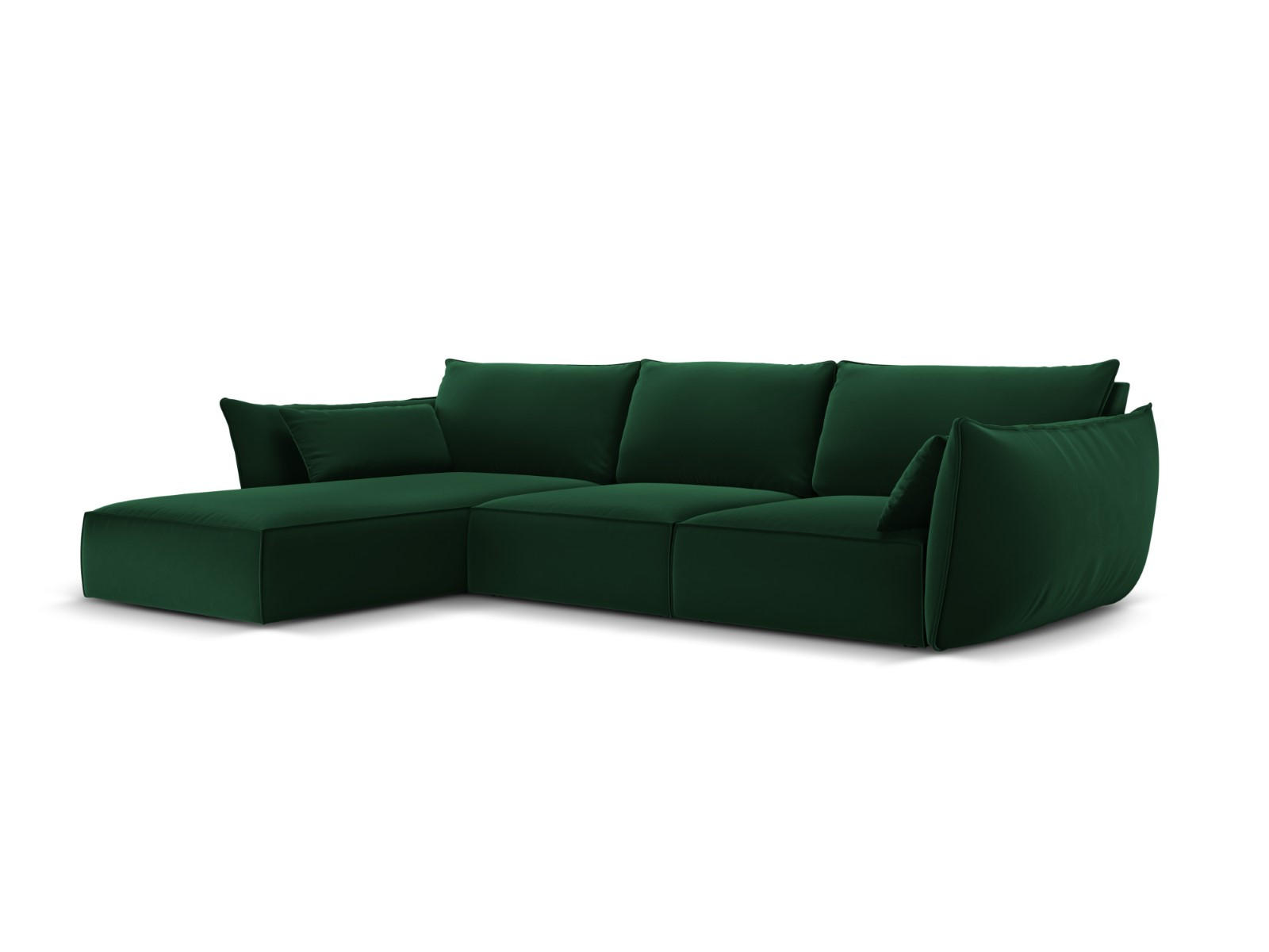 ECKSOFA links Kaelle aus Samt flaschengrün 4 Sitzplätze - Dunkelgrün, Textil (171/308cm) - Micadoni