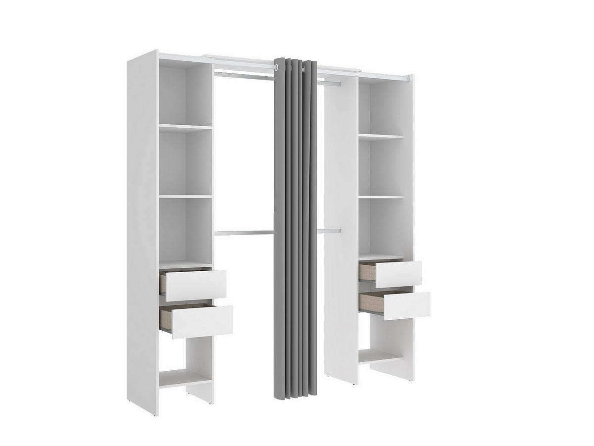 OFFENER Kleiderschrank - 180 x 50 - holz - weiß Lonaza - Weiß, Holz (180/203/50cm) - Vente-Unique