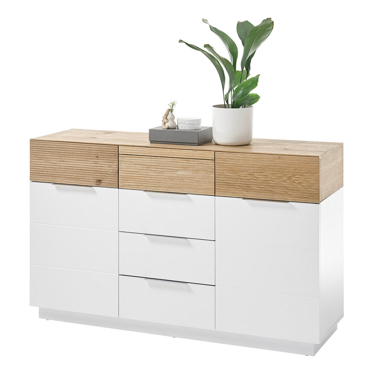 SIDEBOARD - Eiche / Weiß - Echtholzfurnier - Eichefarben/Weiß, Holz/Holzwerkstoff (182/83/40cm) - home24