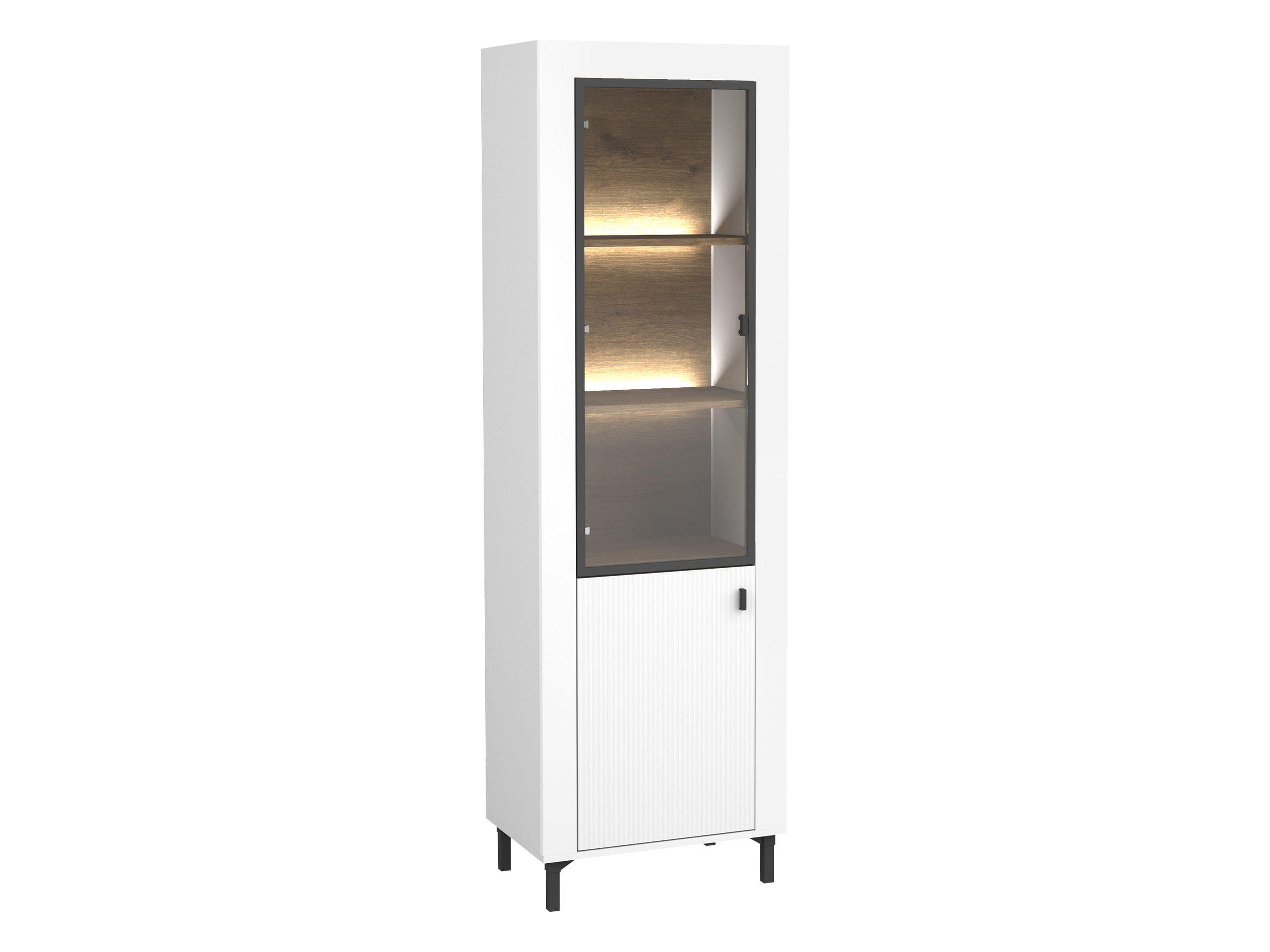 VITRINE Mossa MO03 mit LED Beleuchtung - Schwarz/Weiß, Holzwerkstoff/Kunststoff (60/194/40cm) - MIRJAN24