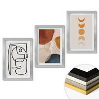 WANDBILDER 3er Set - 20x30 cm Silberner Rahmen - Abstrakte Farbdekorationen - Silberfarben, Kunststoff (20/30cm) - ArtPrintCave