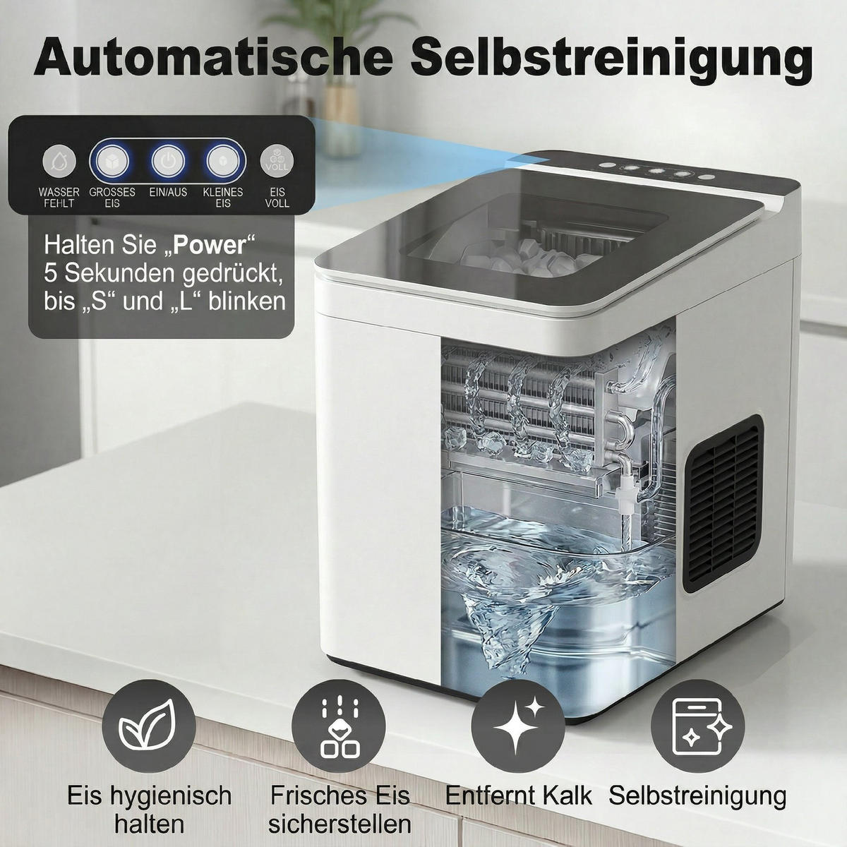EISWÜRFELMASCHINE Kunststoff Weiß - Weiß, Kunststoff (23.2/33.7/31.5cm) - HOMCOM
