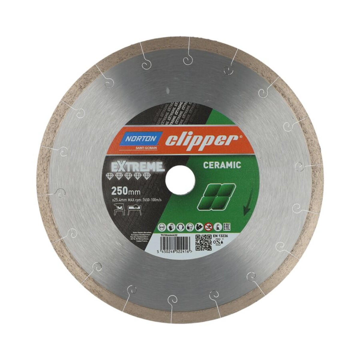 DIAMANTTRENNSCHEIBE Extreme Ceramic 250x25,4 mm 70184644432 - Multicolor, Metall (25/30/1cm) - Norton Clipper