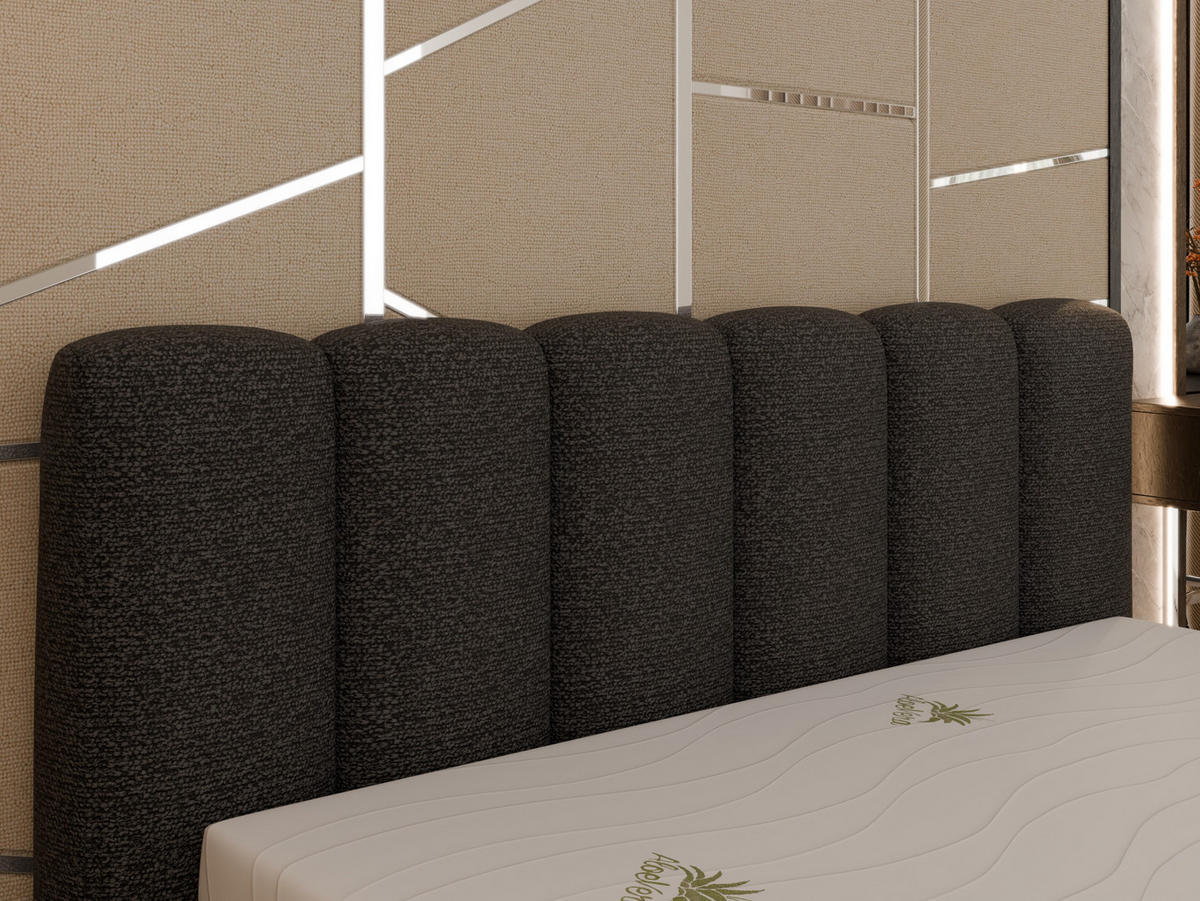 POLSTERBETT ZAIRA 180 x 200 cm mit Bettkasten und Lattenrost, 7-Zonen-Taschenfederkernmatratze CIRA (24 cm) – Hellbeige - Beige, Holz (160/200cm) - Panda Möbel