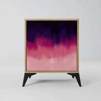 SIDEBOARD AURORA BOREALIS, Eichefarben, 57,5x42x70,5 cm, Schwarze Metall-Sternfüße - Eichefarben/Multicolor, Holzwerkstoff/Metall (57.5/70.5/42cm) - SpaceRebels