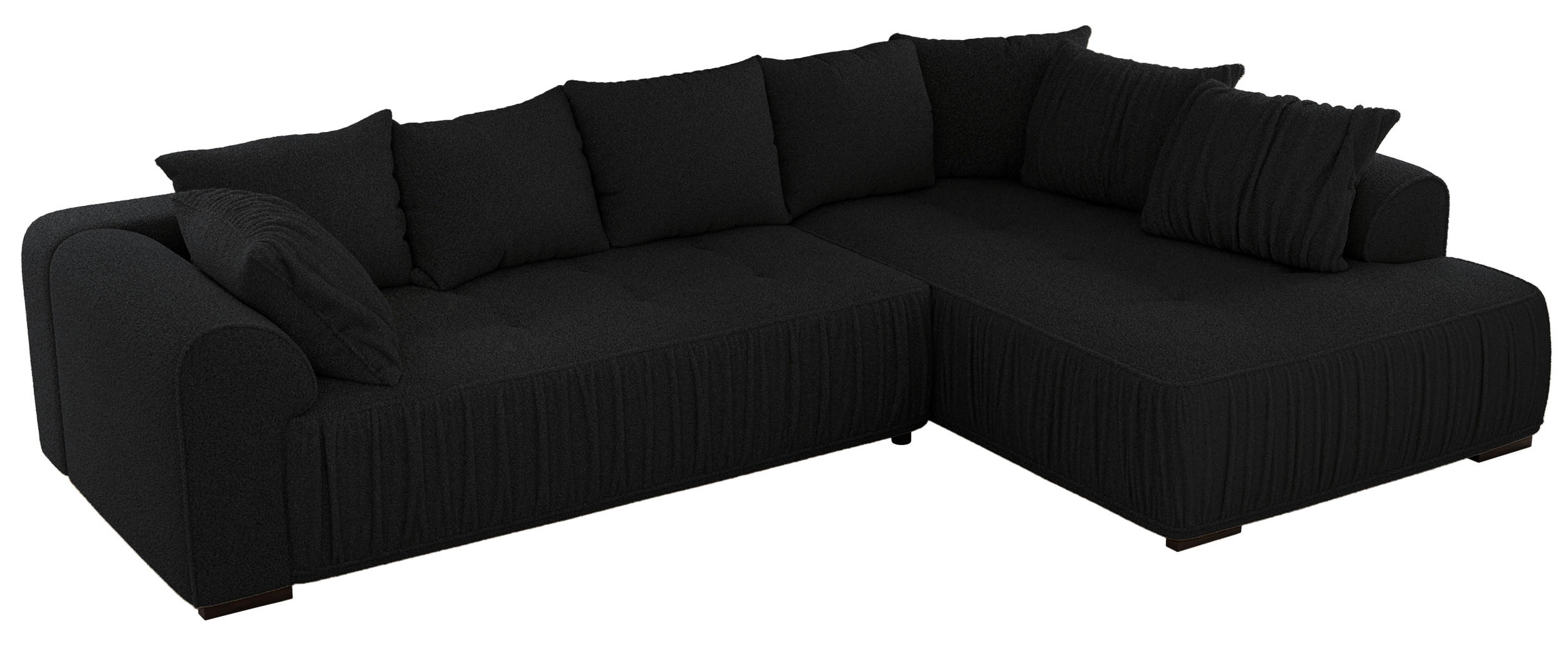 ECKSOFA ORTA Schwarz Boucle - Rechts - Schwarz, Textil (200/325cm) - MKS