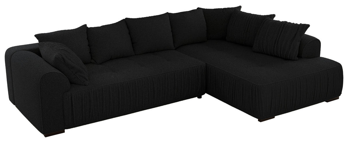 ECKSOFA ORTA Schwarz Boucle - Rechts - Schwarz, Textil (200/325cm) - MKS