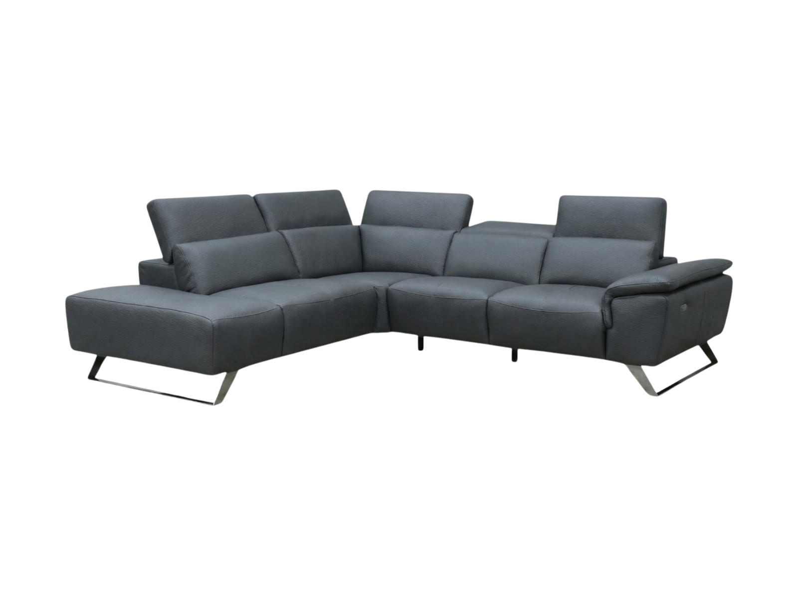 ECKSOFA Predator Echtleder Anthrazit - Anthrazit, Leder/Metall (230/270cm)