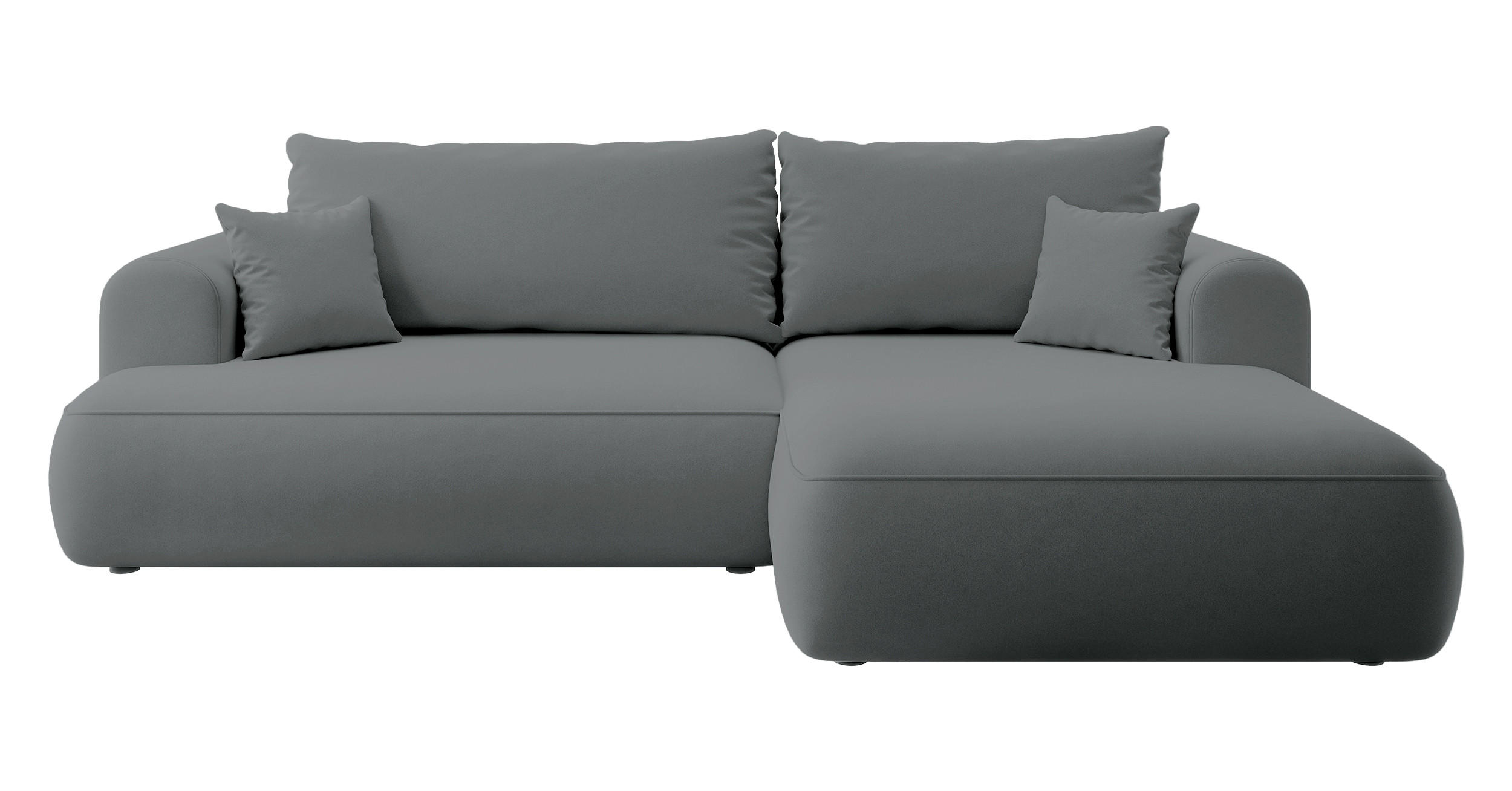 ECKSOFA Ovo Dunkelgrau Velours - Dunkelgrau/Schwarz, Kunststoff/Textil (260/165cm) - Selsey