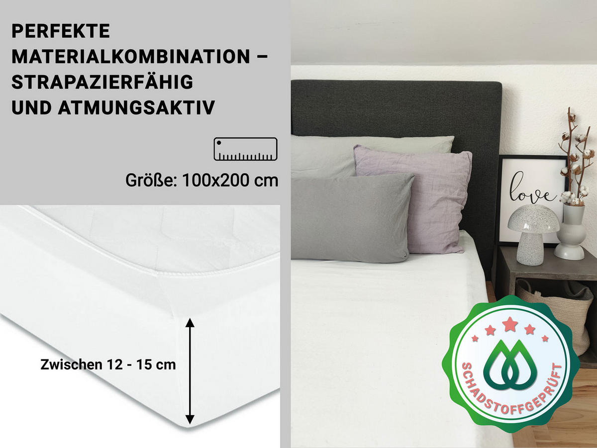 SPANNBETTLAKEN, 100x200 cm, 50% Polyester, 50% Baumwolle, Weiß - Weiß, Textil (100/200cm) - Zollner