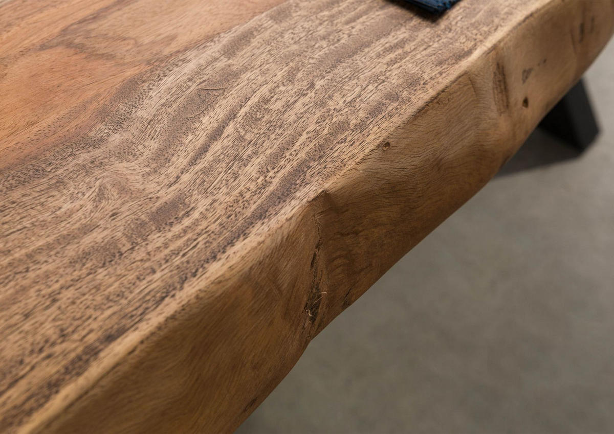 BAUMTISCH Sheesham 200x100x77 grau gebeizt / X-Beine anthrazit matt FREEFORM 5 - Anthrazit/Grau, Holz (200/100/77cm) - Massivmoebel24