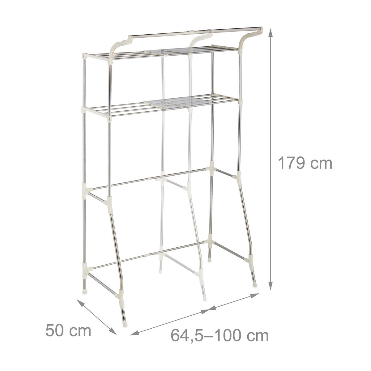 POLICA na pračku - strieborná, kov/plast (100/179/50cm) - Relaxdays
