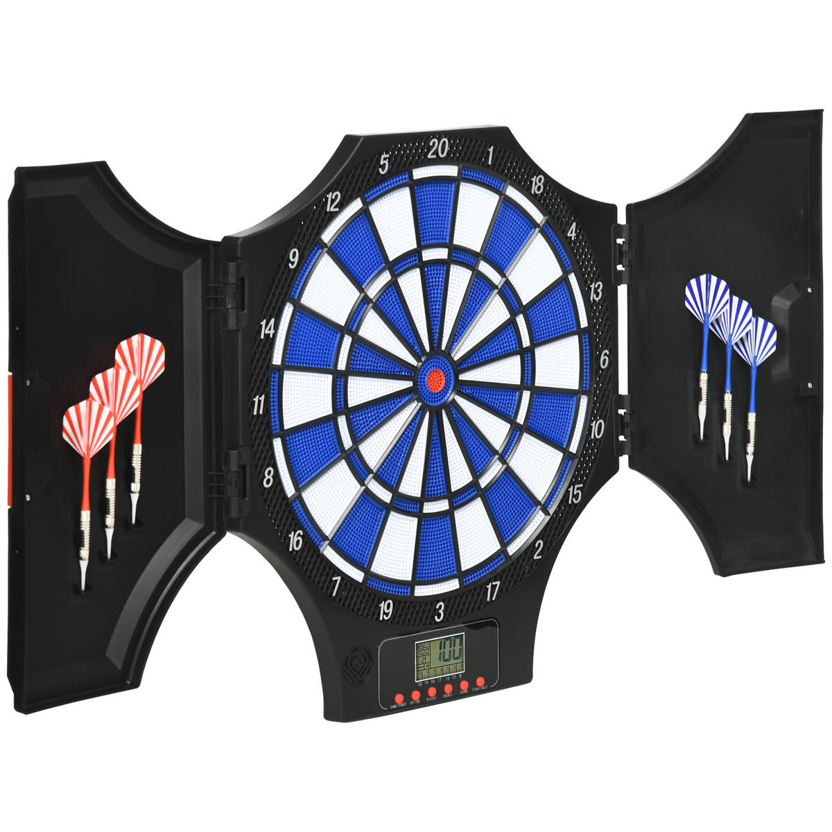 DARTSCHEIBE DE-18828 31 Spiele, 2 Klapptüren Schwarz - Blau, Kunststoff (45/4/83cm) - ComfortXL