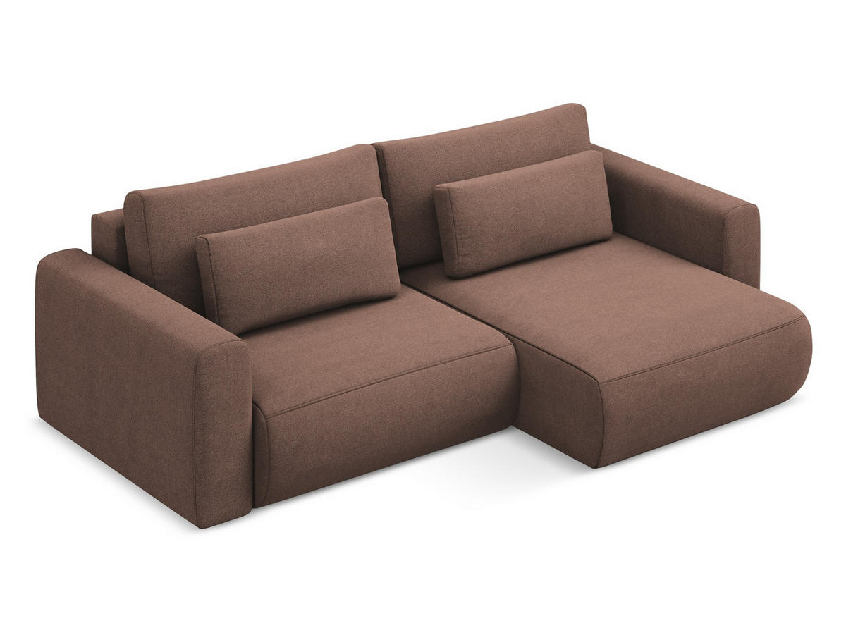ECKSOFA mit Schlaffunktion Strukturstoff Stoff Pink - Pink/Hellrosa, Kunststoff/Textil (240/149cm) - Makamii