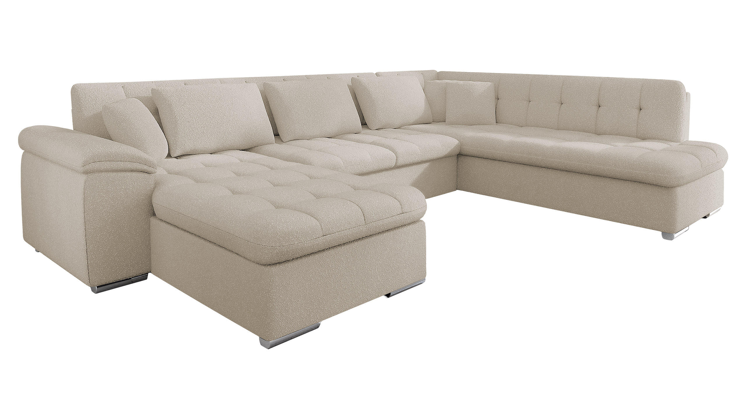 WOHNLANDSCHAFT Niko Bis Premium, Seite: Links - Cappuccino, Holz/Textil (348/76/205cm) - MIRJAN24