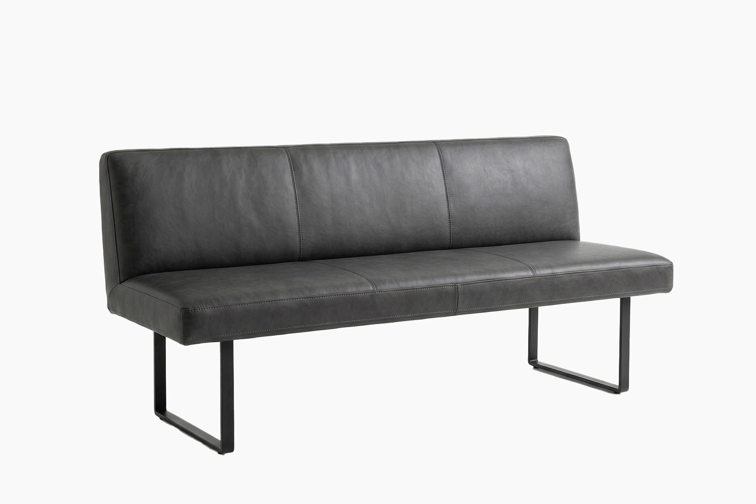 ESSZIMMERBANK ELEEN Schwarz Leder - Schwarz, Leder (223/85/69cm) - KAWOLA
