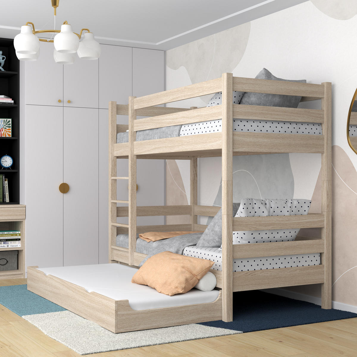 ETAGENBETT N01 mit Matratzenschublade Sonoma Eiche 120/180 - Sonoma Eiche, Naturmaterialien/Holz (120/180cm) - N-Wood