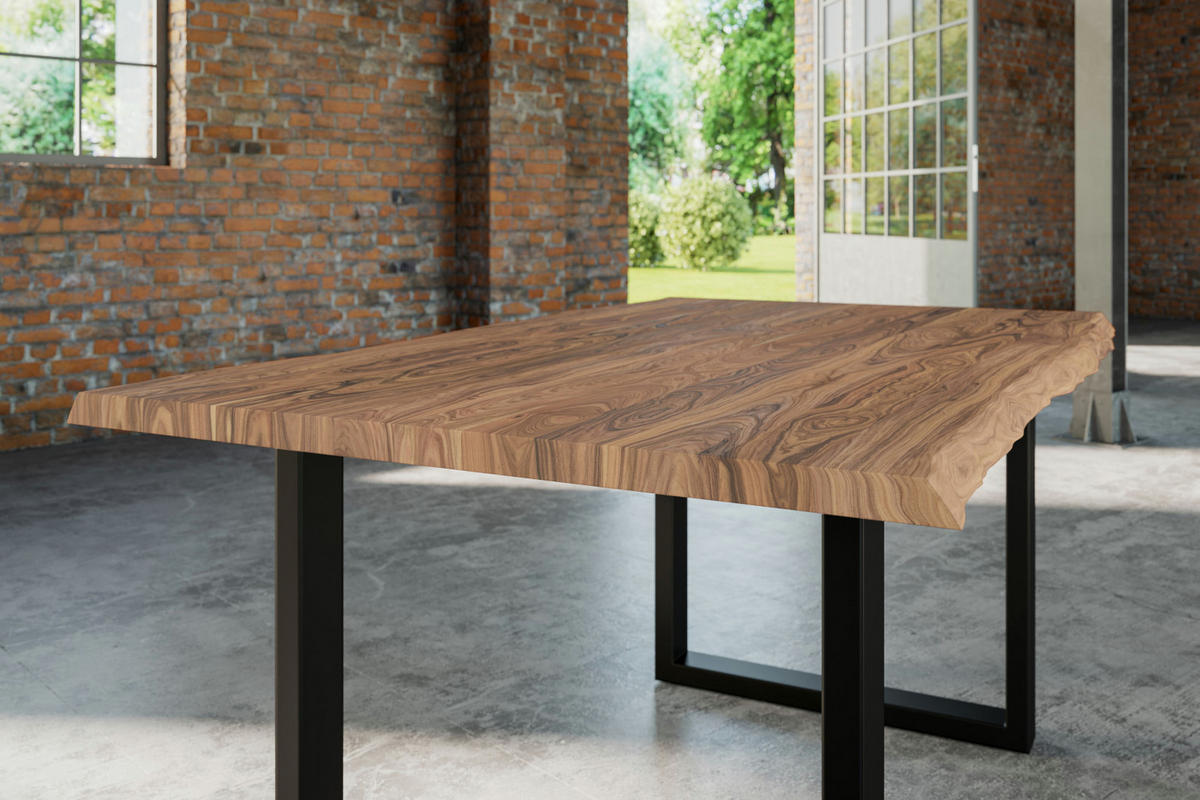 ESSTISCH LAUREN - Beige/Schwarz, Holz/Metall (85/160/77cm) - SAM