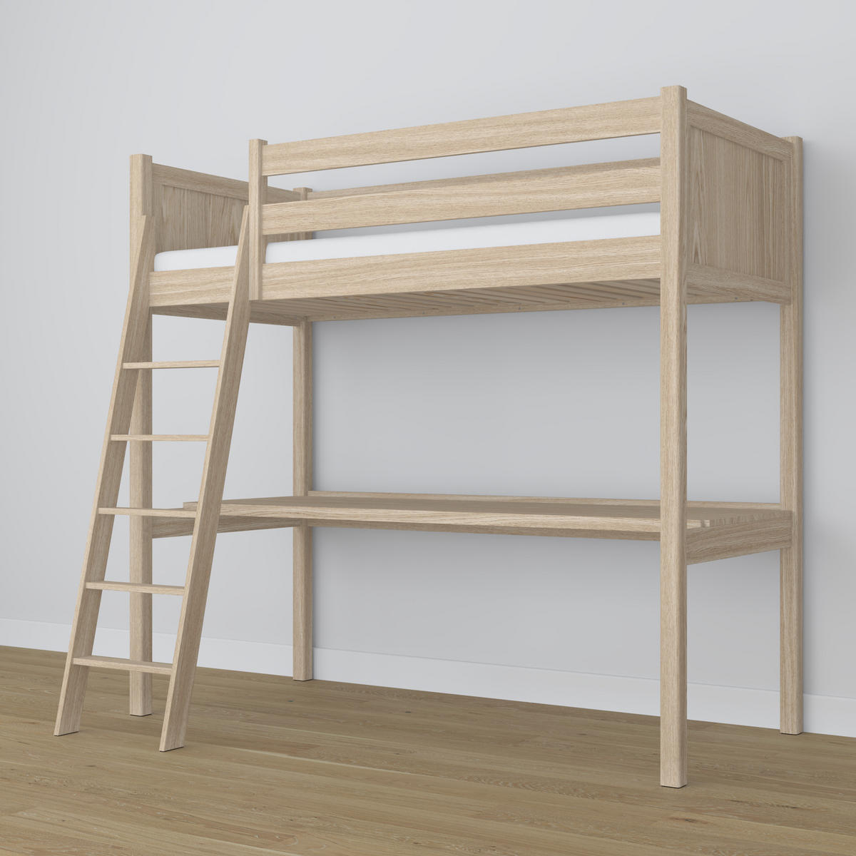 HOCHBETT N04 mit Schreibtisch Sonoma Eiche 90/180 - Sonoma Eiche, Naturmaterialien/Holz (90/180cm) - N-Wood