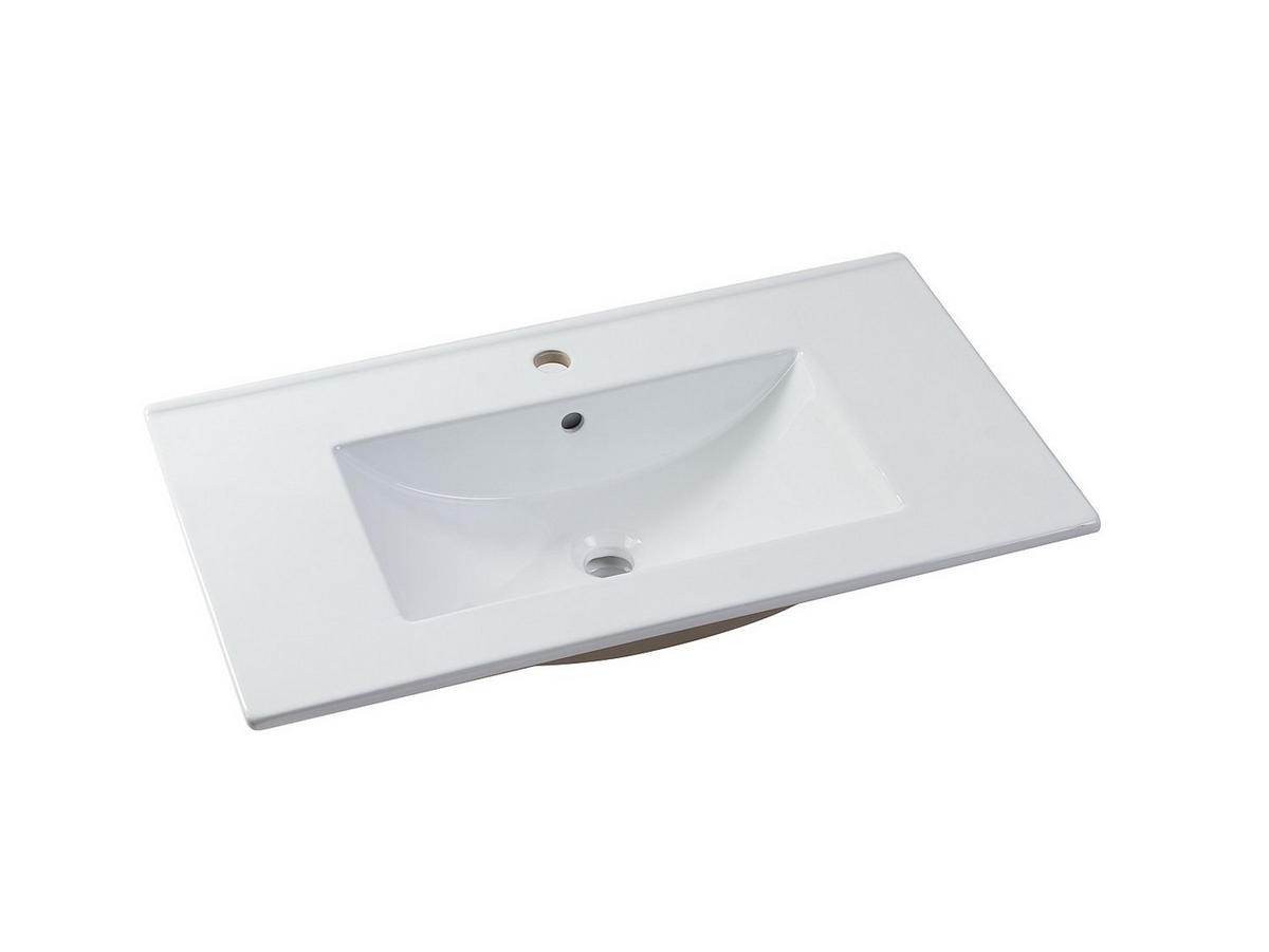 EINZELWASCHTISCH - 80cm x 46cm - MDF - naturfarben hell, weiß - ARUBA - Naturfarben, Holz (80/59/46cm) - Vente-Unique