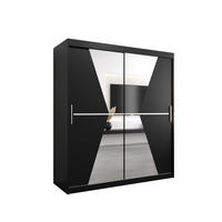 SCHWEBETÜRENSCHRANK 200/180/62 2-türig - Silberfarben/Schwarz, Holz/Kunststoff (180/200/62cm) - MÖBEL KRYSPOL